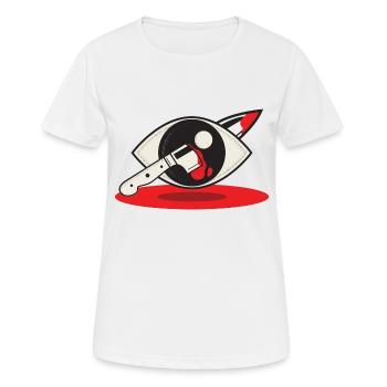 Logo Couteau dans l’œil - T-shirt respirant Femme - blanc - Devant - AI Model Female 172 dark (172cm)