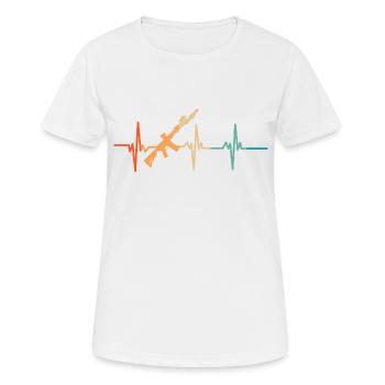 Heartbeat Gekreuzte Gewehre - Frauen T-Shirt atmungsaktiv - Weiß - Vorne - AI Model Female 172 dark (172cm)