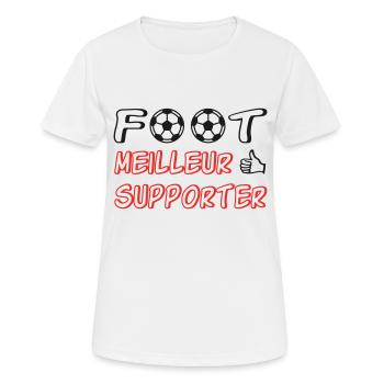 Foot meilleur supporter - T-shirt respirant Femme - blanc - Devant - AI Model Female 172 dark (172cm)