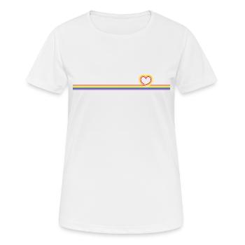 Regenbogen Herz LinienBanner - Frauen T-Shirt atmungsaktiv - Weiß - Vorne - AI Model Female 172 dark (172cm)