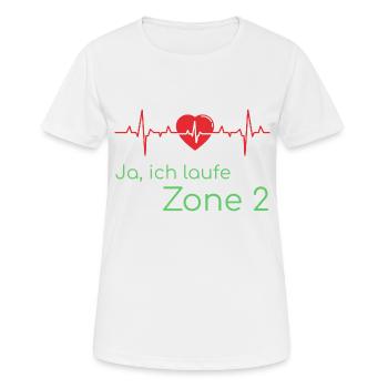 Zone 2 Lauf - Frauen T-Shirt atmungsaktiv - Weiß - Vorne - AI Model Female 172 dark (172cm)