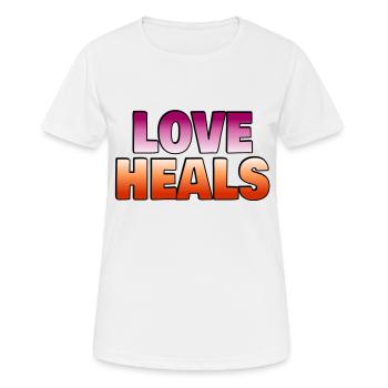 Liebe heilt lesbische Flaggenfarben - Frauen T-Shirt atmungsaktiv - Weiß - Vorne - AI Model Female 172 dark (172cm)