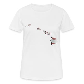 Le vrai baseball sur la carte de l’État d’Hawaï - T-shirt respirant Femme - blanc - Devant - AI Model Female 172 dark (172cm)
