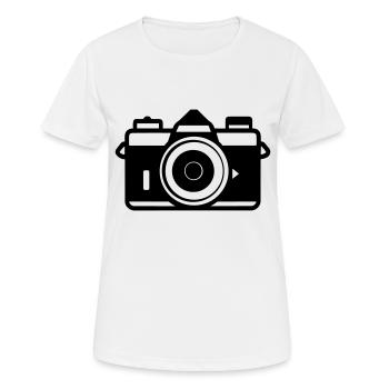 Kamera - Frauen T-Shirt atmungsaktiv - Weiß - Vorne - AI Model Female 172 dark (172cm)