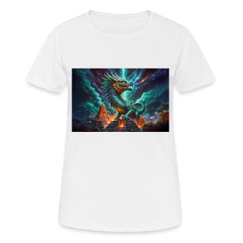 Quetzalcoatl, Aztekischer gefiederter Schlangengott der Mythologie - Frauen T-Shirt atmungsaktiv - Weiß - Vorne - AI Model Female 172 dark (172cm)