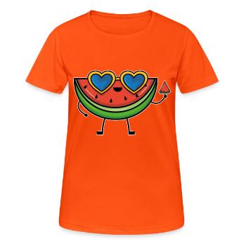 Sunglasses Watermelon Summer Girls Kids - Women's Breathable T-Shirt - neon orange - Front - AI Model Female 172 dark (172cm)