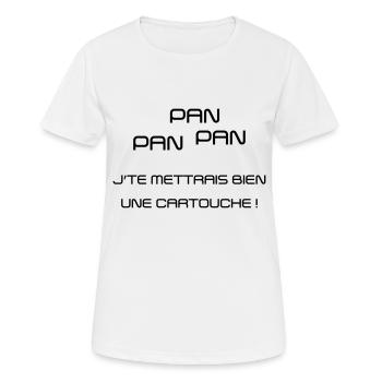 Pan Pan Pan Jte mettrais bien une cartouche ! - T-shirt respirant Femme - blanc - Devant - AI Model Female 172 dark (172cm)