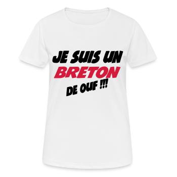 Je suis un breton de ouf !!! - T-shirt respirant Femme - blanc - Devant - AI Model Female 172 dark (172cm)
