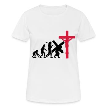 évolution jésus christ humain croire croix crucifi - T-shirt respirant Femme - blanc - Devant - AI Model Female 172 dark (172cm)