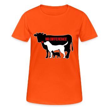 Animaux vache chien chat AUCUN DIFFÉRENCE cadeau végétalien - T-shirt respirant Femme - orange néon - Devant - AI Model Female 172 dark (172cm)