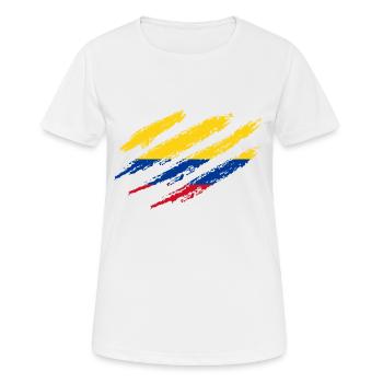 Kolumbien Flagge Kratzer Kolumbianische Flagge - Frauen T-Shirt atmungsaktiv - Weiß - Vorne - AI Model Female 172 dark (172cm)