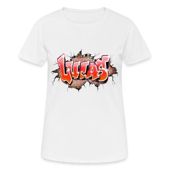 Lucas graffiti name red - T-shirt respirant Femme - blanc - Devant - AI Model Female 172 dark (172cm)
