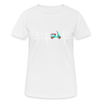 Mobylette mobylette mobylette conducteur deux temps battement de cœur - T-shirt respirant Femme - blanc - Devant - AI Model Female 172 dark (172cm)