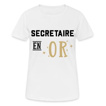 Secrétaire en or. Cadeau secretaire. - T-shirt respirant Femme - blanc - Devant - AI Model Female 172 dark (172cm)
