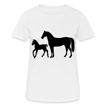 Pferd mit Fohlen - Frauen T-Shirt atmungsaktiv - Weiß - Vorne - AI Model Female 172 dark (172cm)