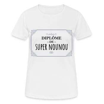 DIPLÔME SUPER NOUNOU - T-shirt respirant Femme - blanc - Devant - AI Model Female 172 dark (172cm)