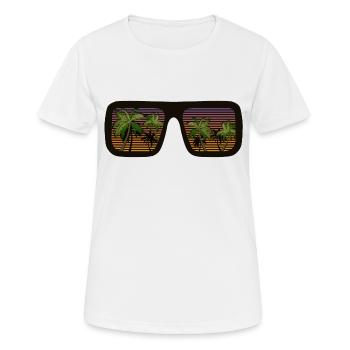 lunette de soleil lunettes palmier vacances - T-shirt respirant Femme - blanc - Devant - AI Model Female 172 dark (172cm)