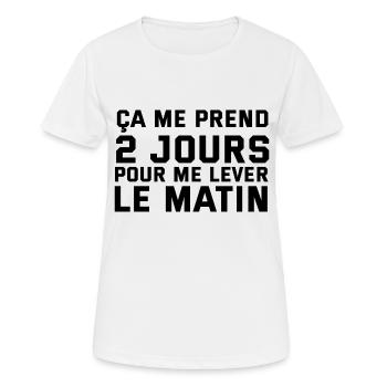 ça me prend 2 jours pour me lever le matin - T-shirt respirant Femme - blanc - Devant - AI Model Female 172 dark (172cm)