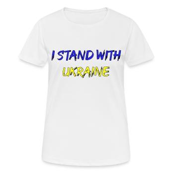 I Stand with Ukraine Peace War Russia Putin - Women's Breathable T-Shirt - white - Front - AI Model Female 172 dark (172cm)