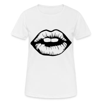 Lips, mouth, kissing lips - Women's Breathable T-Shirt - white - Front - AI Model Female 172 dark (172cm)