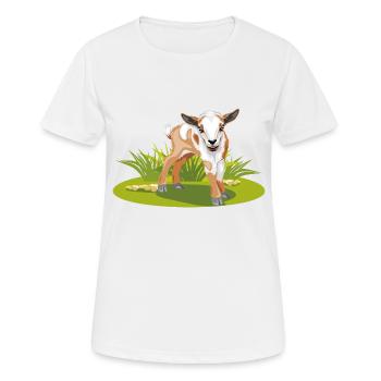 Niedliche Babyziege auf dem Rasen - Frauen T-Shirt atmungsaktiv - Weiß - Vorne - AI Model Female 172 dark (172cm)