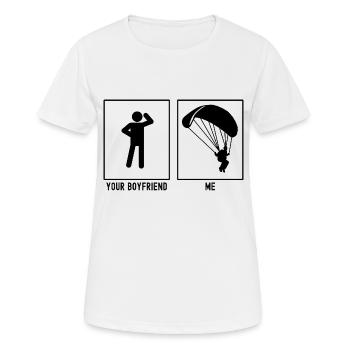 Dein Freund - Ich - Gleitschirmfliegen Landung - Frauen T-Shirt atmungsaktiv - Weiß - Vorne - AI Model Female 172 dark (172cm)