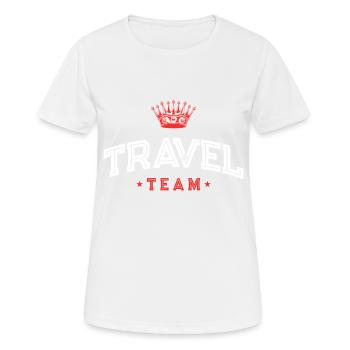 Travel Team - Frauen T-Shirt atmungsaktiv - Weiß - Vorne - AI Model Female 172 dark (172cm)