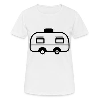 Kleiner Wohnwagen - Frauen T-Shirt atmungsaktiv - Weiß - Vorne - AI Model Female 172 dark (172cm)