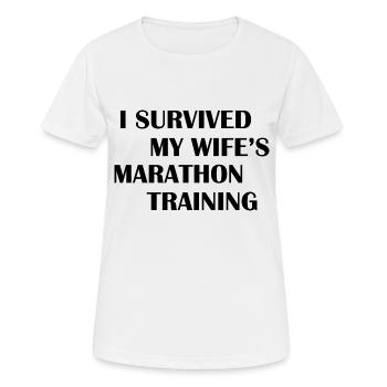 Marathon Running Jogging - Frauen T-Shirt atmungsaktiv - Weiß - Vorne - AI Model Female 172 dark (172cm)