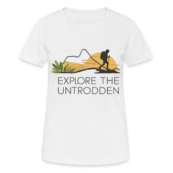 EXPLORE THE UNTRODDEN - Women's Breathable T-Shirt - white - Front - AI Model Female 172 dark (172cm)