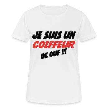 Je suis un COIFFEUR de ouf !!! - T-shirt respirant Femme - blanc - Devant - AI Model Female 172 dark (172cm)