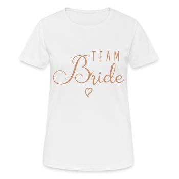 Team bride avec avec un joli coeur - T-shirt respirant Femme - blanc - Devant - AI Model Female 172 dark (172cm)