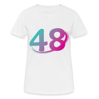 Nummer 48 mehrfarbig - Frauen T-Shirt atmungsaktiv - Weiß - Vorne - AI Model Female 172 dark (172cm)
