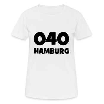 040 - H - Hamburg - Vorwahl - Telefon telefonieren - Frauen T-Shirt atmungsaktiv - Weiß - Vorne - AI Model Female 172 dark (172cm)