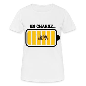 Battery at 75% charge - Women's Breathable T-Shirt - white - Front - AI Model Female 172 dark (172cm)