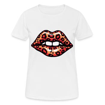 LEOPARDEN-LIPPEN - Frauen T-Shirt atmungsaktiv - Weiß - Vorne - AI Model Female 172 dark (172cm)