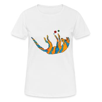 Pen and paper magic wolf playing with D20 dice - Women's Breathable T-Shirt - white - Front - AI Model Female 172 dark (172cm)