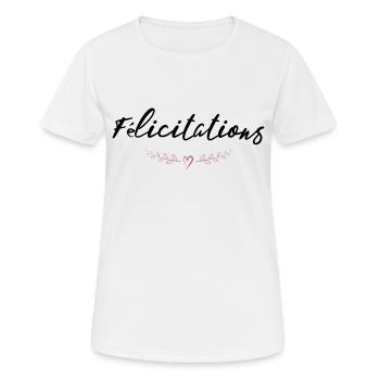 BRAVO. FELICITATIONS. NAISSANCE. ANNIVERSAIRE. BAC - T-shirt respirant Femme - blanc - Devant - AI Model Female 172 dark (172cm)