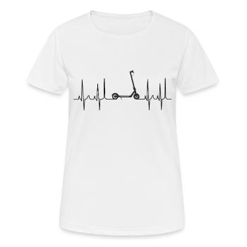 Escooter Kickboard, Trotinett Kardiogramm - Frauen T-Shirt atmungsaktiv - Weiß - Vorne - AI Model Female 172 dark (172cm)