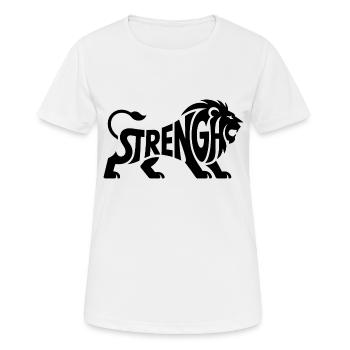 Stärke - Cooles Löwen-Logo - Frauen T-Shirt atmungsaktiv - Weiß - Vorne - AI Model Female 172 dark (172cm)