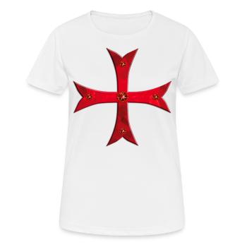 Rubis croix rouge des Templiers - T-shirt respirant Femme - blanc - Devant - AI Model Female 172 dark (172cm)