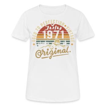 Juillet 1971 Juillet 1971 Anniversaire Juillet 1971 - T-shirt respirant Femme - blanc - Devant - AI Model Female 172 dark (172cm)