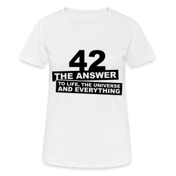 42 - The Answer - Frauen T-Shirt atmungsaktiv - Weiß - Vorne - AI Model Female 172 dark (172cm)
