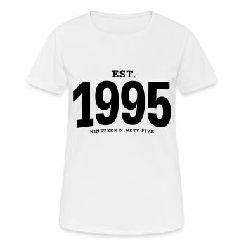 EST. 1995 Nineteen Ninety Five - Women's Breathable T-Shirt - white - Front - AI Model Female 172 dark (172cm)