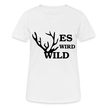 es wird wild - Frauen T-Shirt atmungsaktiv - Weiß - Vorne - AI Model Female 172 dark (172cm)