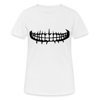 grinsen zaehne mund horror halloween gruselig boes - Frauen T-Shirt atmungsaktiv - Weiß - Vorne - AI Model Female 172 dark (172cm)