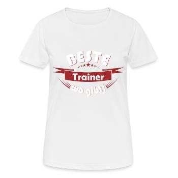 Trainer - Frauen T-Shirt atmungsaktiv - Weiß - Vorne - AI Model Female 172 dark (172cm)