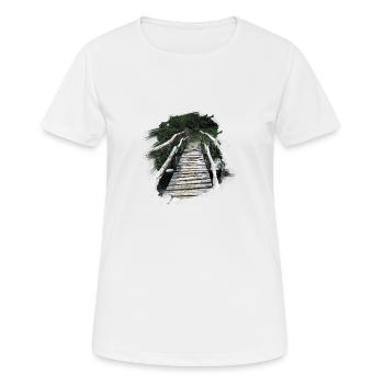 Pont de bois - T-shirt respirant Femme - blanc - Devant - AI Model Female 172 dark (172cm)
