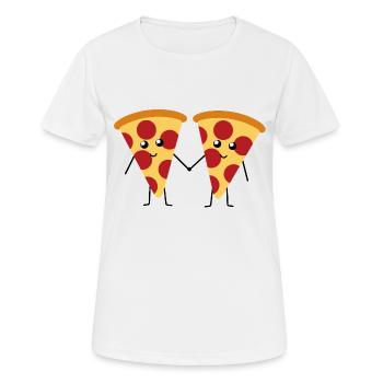 Süße Kawaii pepperoni Pizza hält Hände - Frauen T-Shirt atmungsaktiv - Weiß - Vorne - AI Model Female 172 dark (172cm)