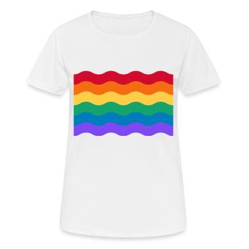 Wellen Regenbogen Homosexuell Stolz Flagge - Frauen T-Shirt atmungsaktiv - Weiß - Vorne - AI Model Female 172 dark (172cm)